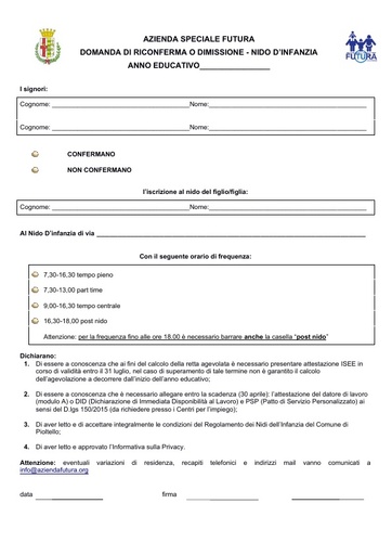 Centri Prima Infanzia - AZIENDA SPECIALE FUTURA Ente strumentale